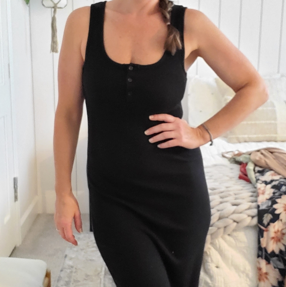 Black tight knee length maxi
